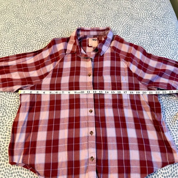 SO | Maroon and White Plaid Shirt - Picture 4 of 9